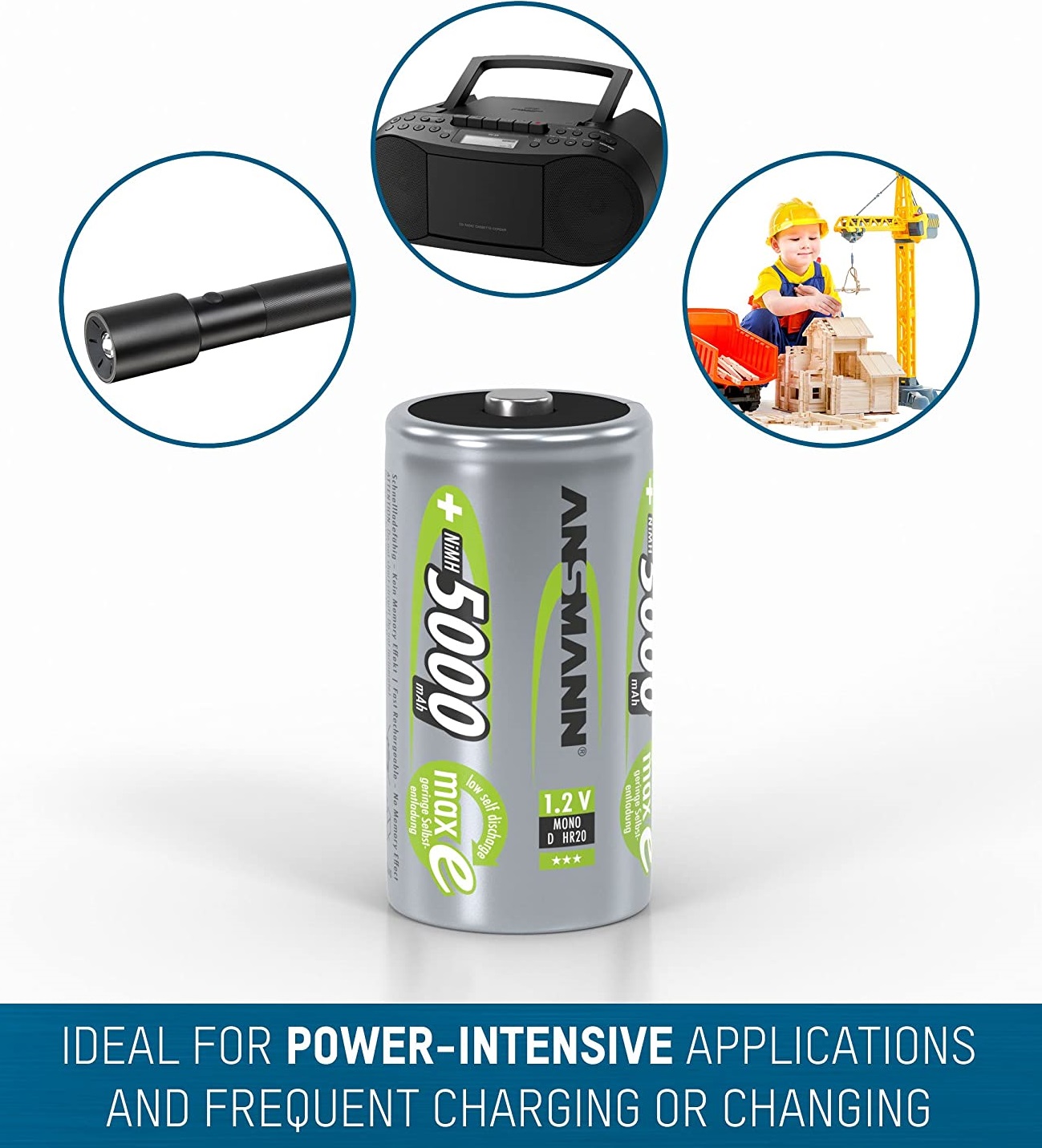 [HCM]Pin sạc D-5000mAh Mono D Ansmann NiMH