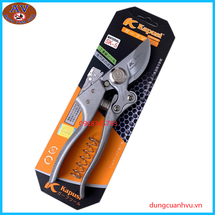 Kéo Cắt Cành, Kéo Tỉa Cành KAPUSI JAPAN Có Lò Xo Dự Phòng