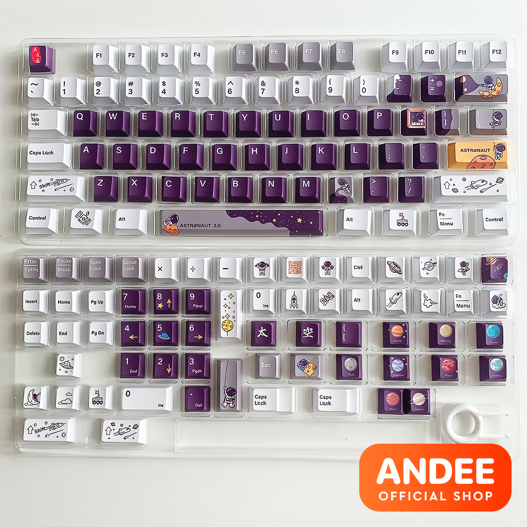 Keycap nút bàn phím Astronaut v2 dyesub PBT màu đẹp 138 nút dành cho bàn phím cơ