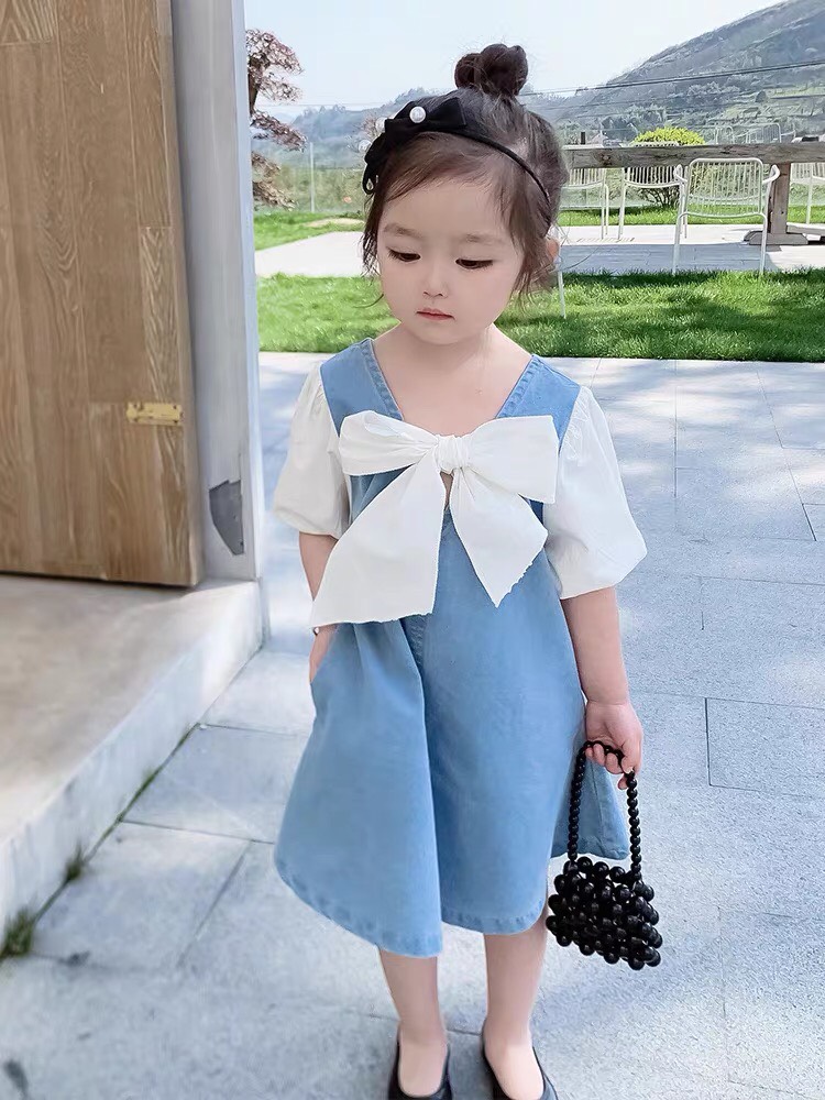 ĐẦM PHỐI NƠ TRẮNG SIÊU XINH CHO BÉ