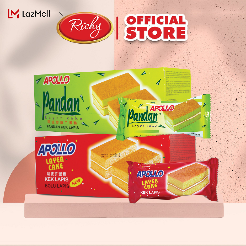 Bánh Apollo bông lan mềm 360g hai màu xanh - đỏ