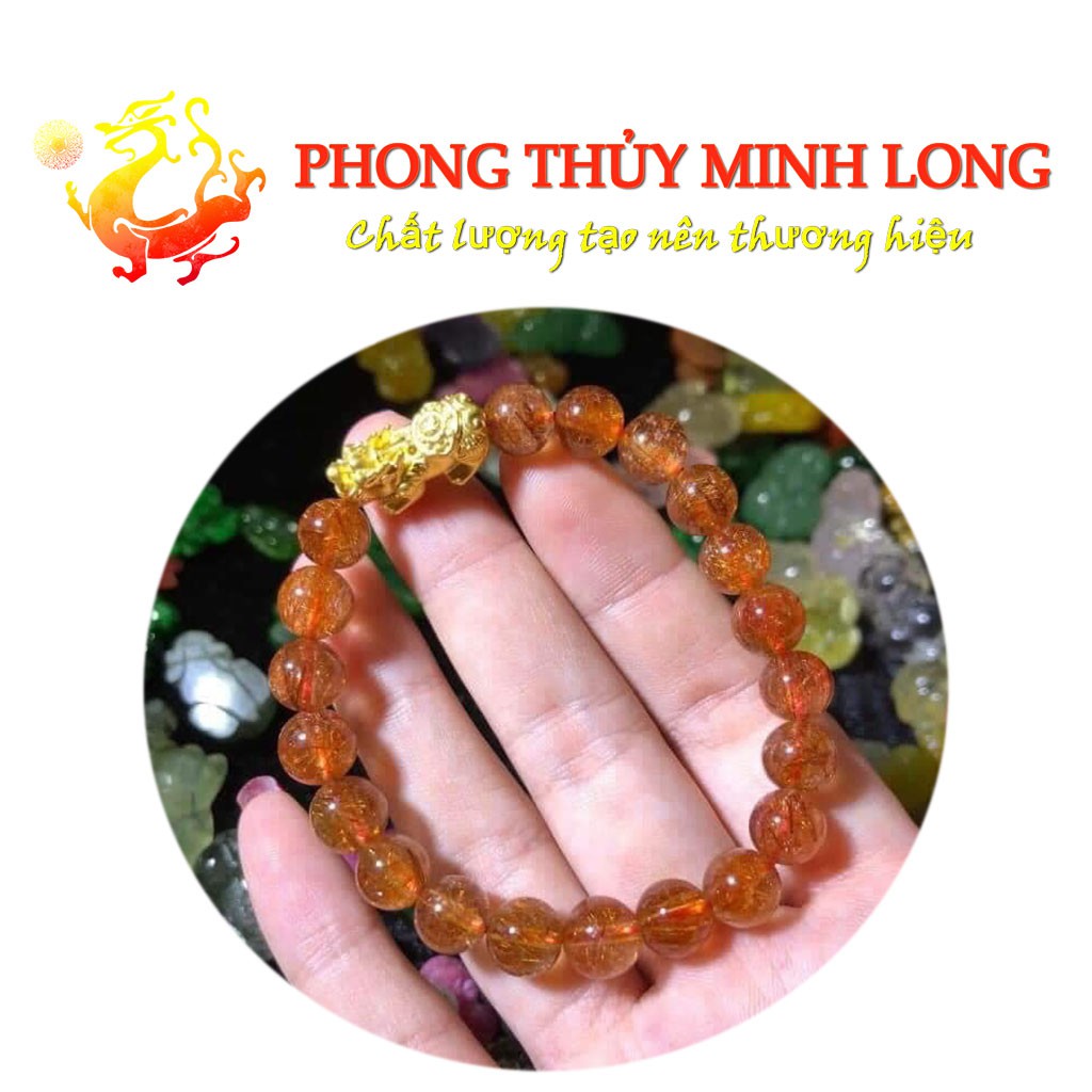 Vòng tay đá. thach anh tóc đỏ mix tỳ hưu vàng