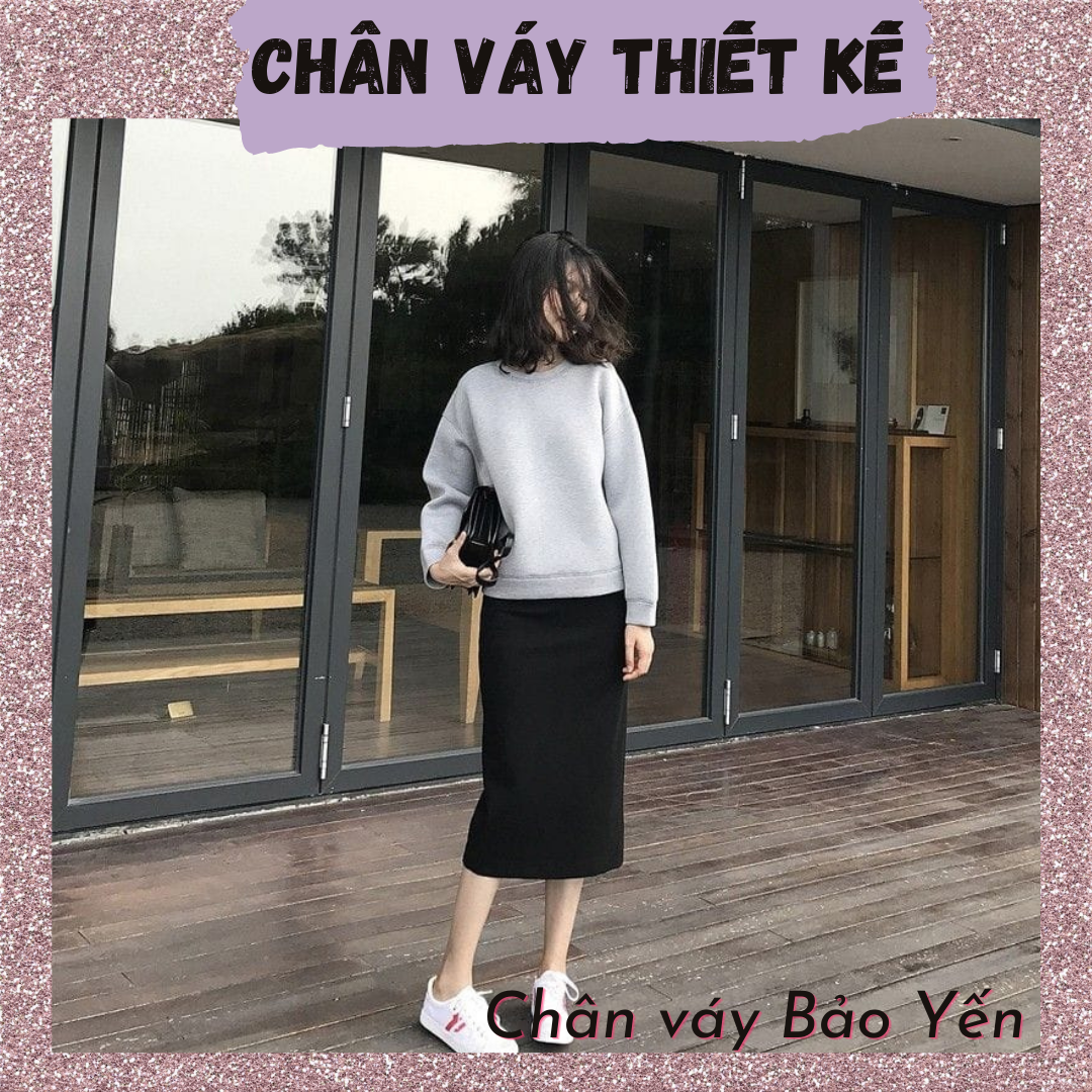 Chân váy suông dài tới bắp xẻ sau