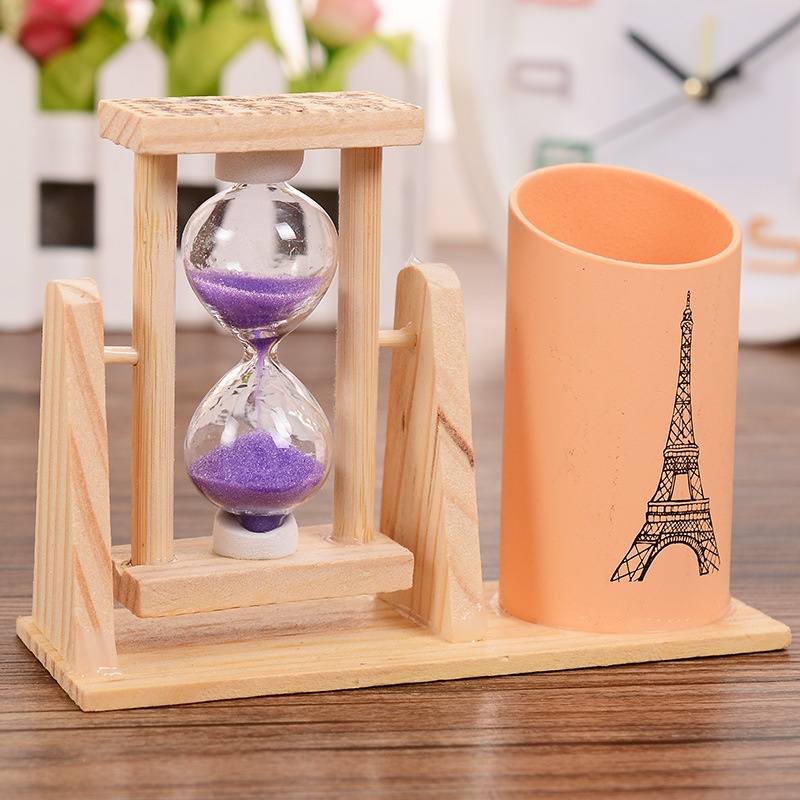 Hộp bút gỗ kèm đồng hồ cát
