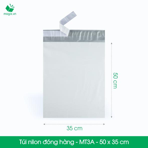 Mt3a - 50x35 cm - combo 200 túi nilon niêm phong đóng hàng 2 lớp - trắng xám