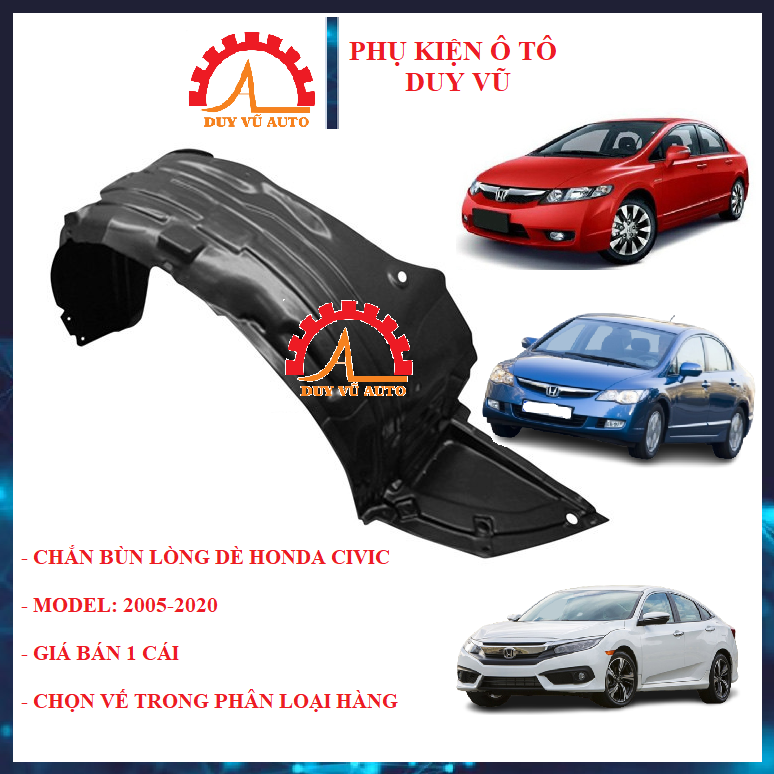 Chắn bùn lòng dè chắn bùn cua lốp chắn bùn tai xe honda civic đời 2005-2020