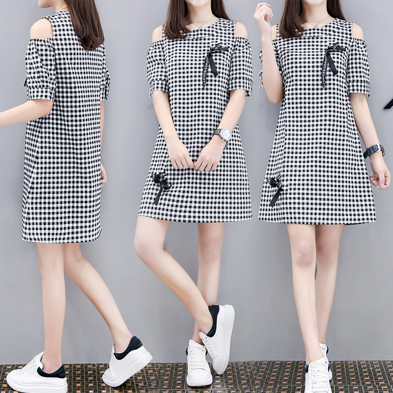 Đầm caro phối nơ dễ thương D10