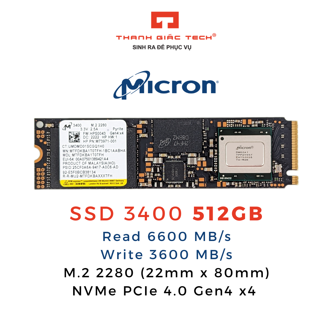 Ổ Cứng SSD Micron 3400 512GB / 1TB M2 NVMe PCIe Gen4 x4 - Bảo Hành 3 Năm |  Lazada.vn