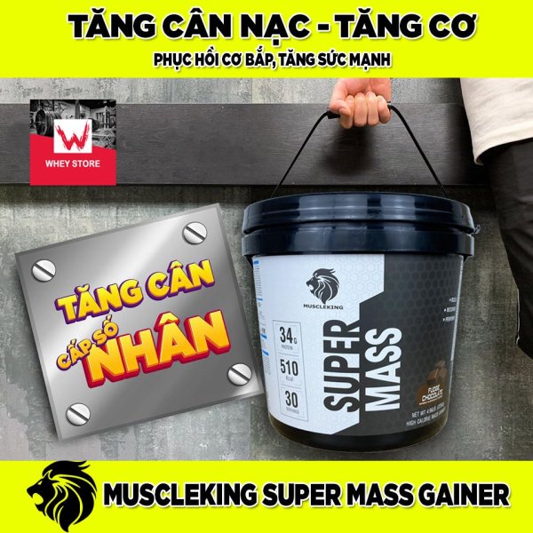 SỮA TĂNG CÂN SUPER MASS 2,25 KG + TẶNG SHAKER -  MUSCLE KING- Chính Hãng có tem truy xuất