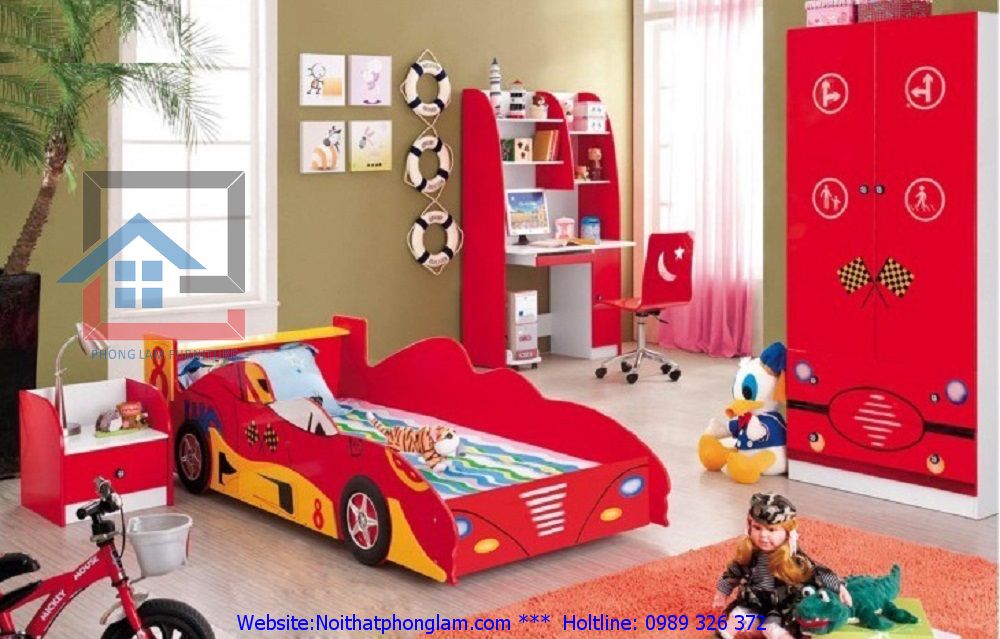 Giường trẻ em hình xe đua số 8