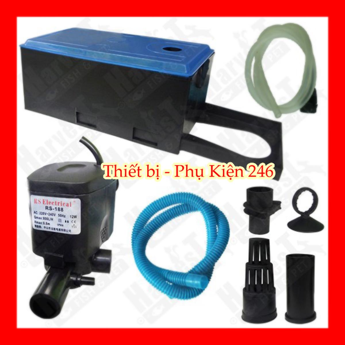 Combo máy bơm – máng lọc RS- 188 cho hồ cá cảnh thủy sinh ( Tặng Bông Lọc)