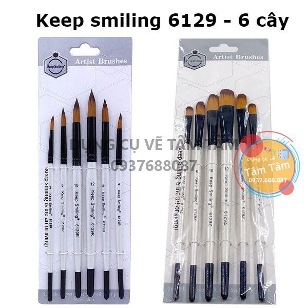 -Bộ cọ thân trắng Keep smiling 6129 (bộ 6 cây)-