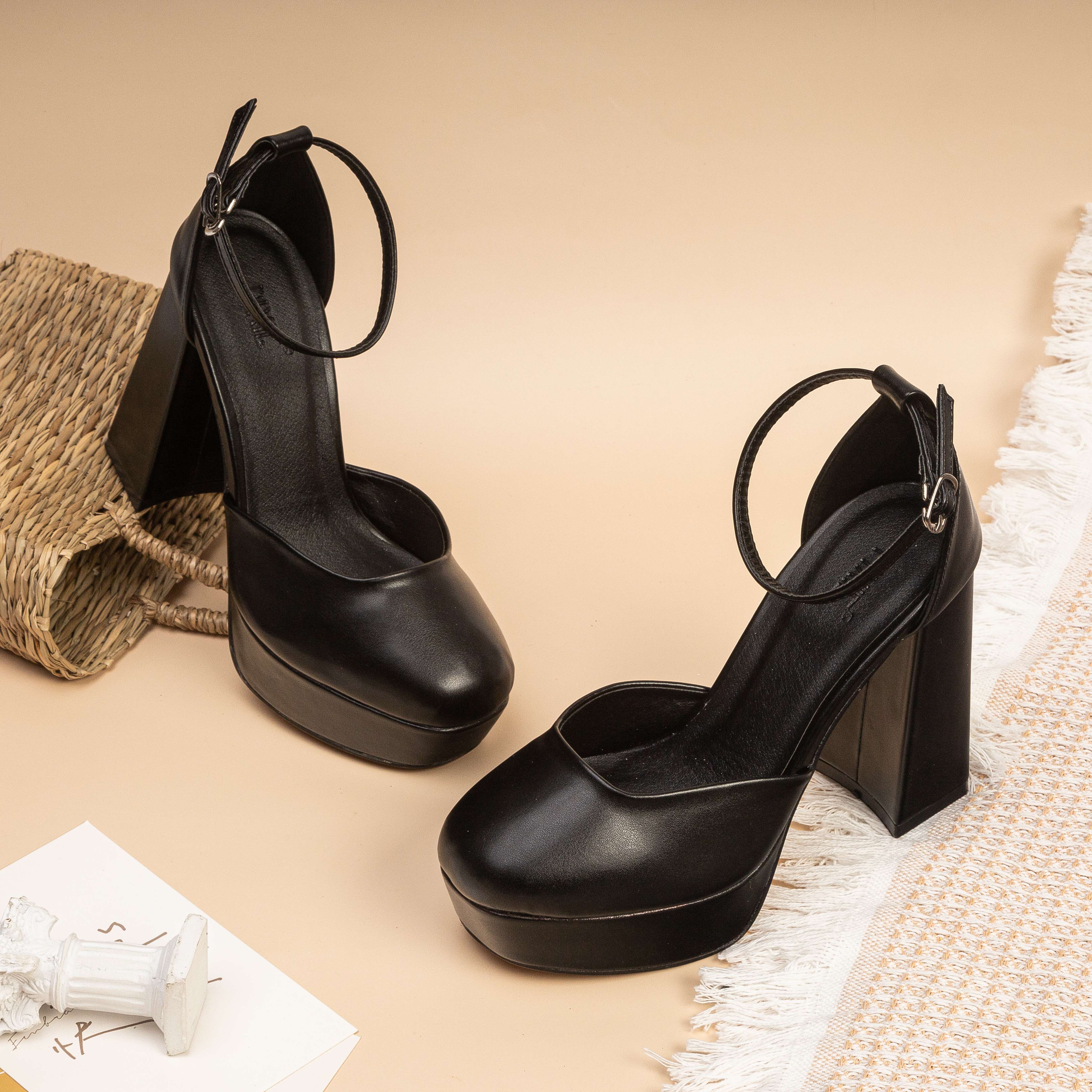 Giày Cao Gót Mary Jane Đúp 12cm Bít Mũi Quai Hậu Pixie E150