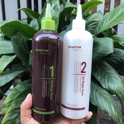 Cặp Thuốc uốn tóc đa năng UỐN THẦN KỲ 3D MAGIC PERM SOPHIA PLATINUM 500ML*2
