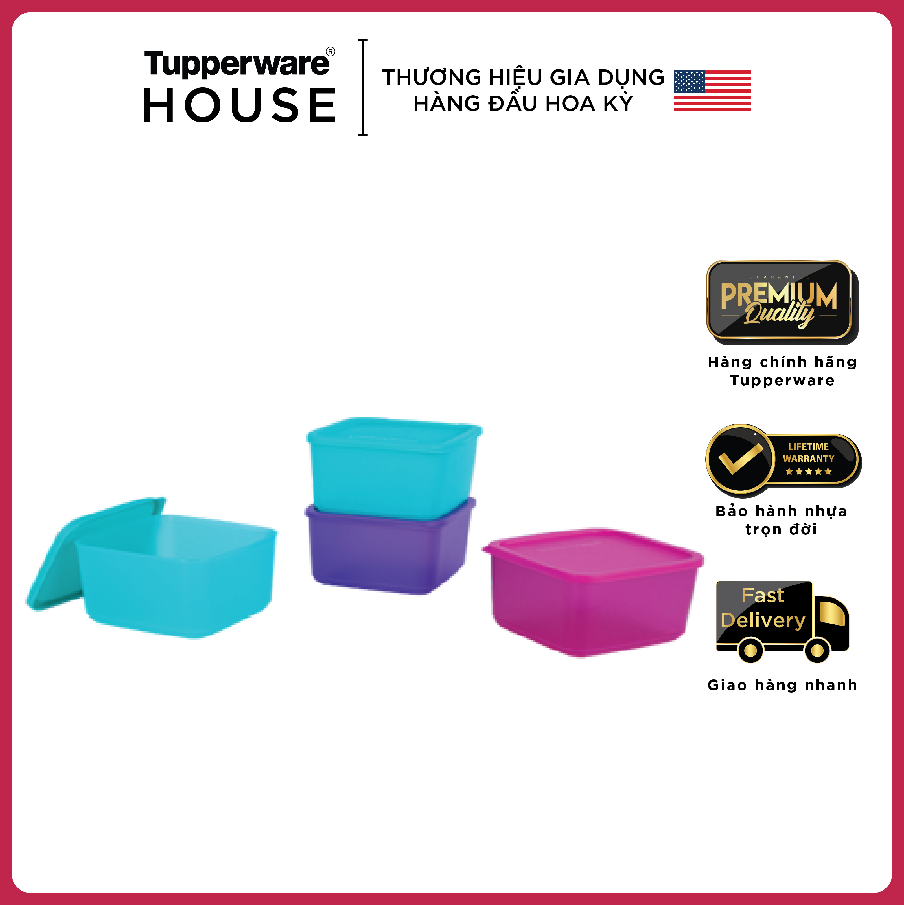 Bộ hộp bảo quản thực phẩm Tupperware Summer Fresh (4 hộp)