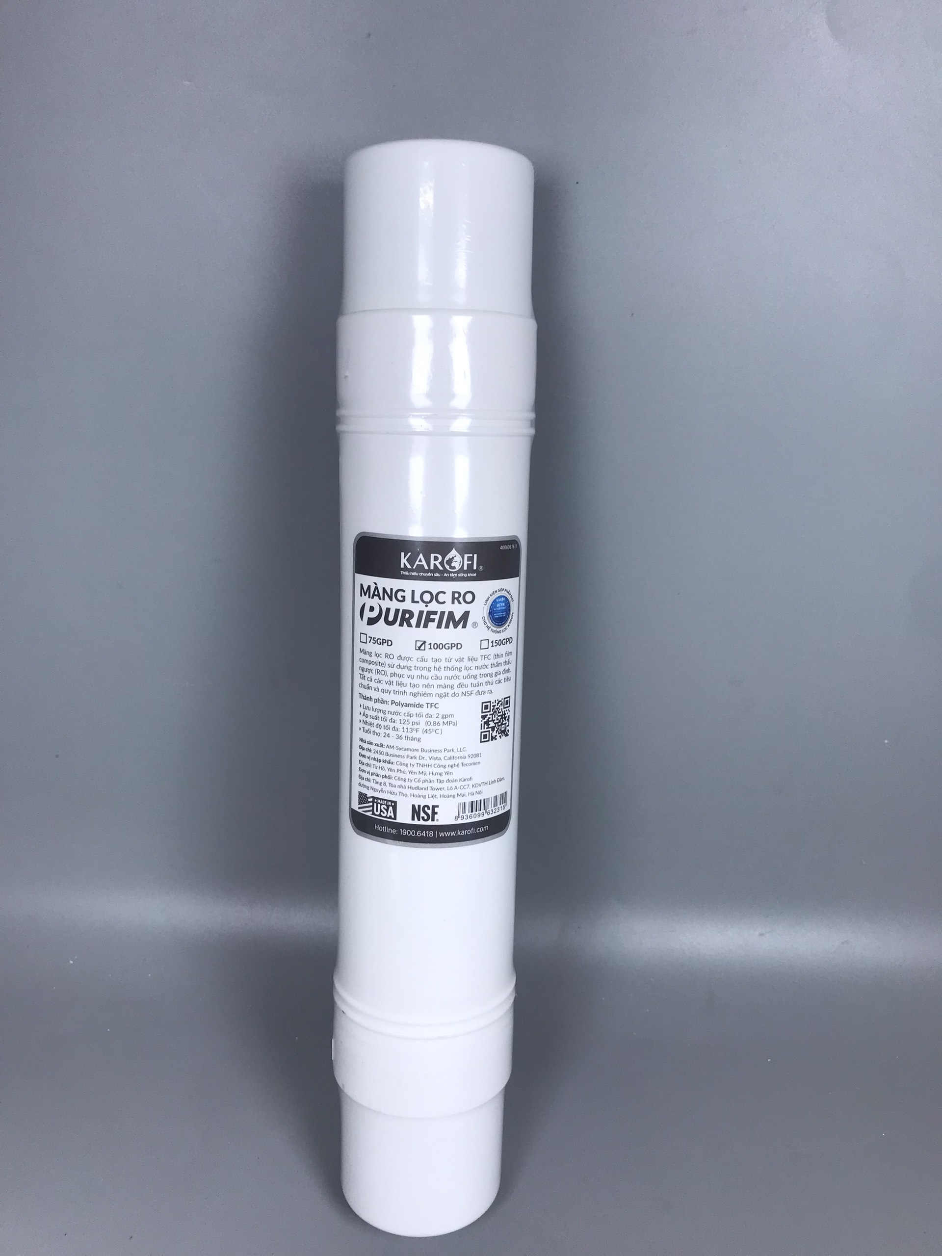 Màng RO Karofi RO100GPD Mỹ đúc cắm nhanh - Hàng chính hãng