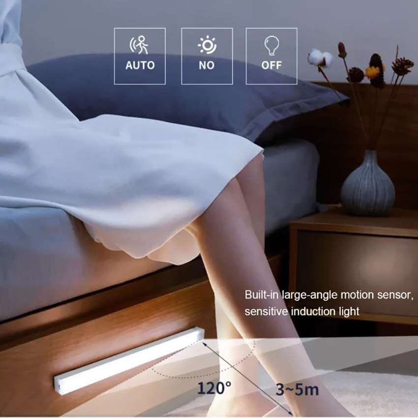 Warmtaste Wireless LED Motion Sensor Night Light USB Rechargeable Under Kitchen Cabinet Lights for Home Wardrobe Bedroom Room Warm White Decoration Lamp