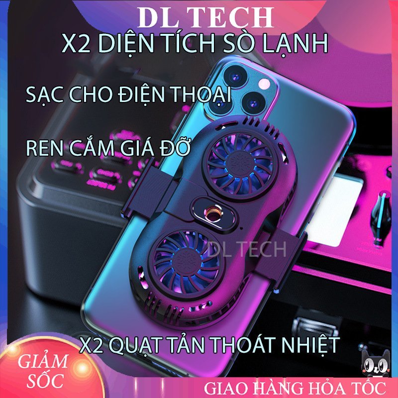 Quạt tản nhiệt điện thoại 2 quạt sò nóng lạnh memo AH102 Gaming giá rẻ DL TECH
