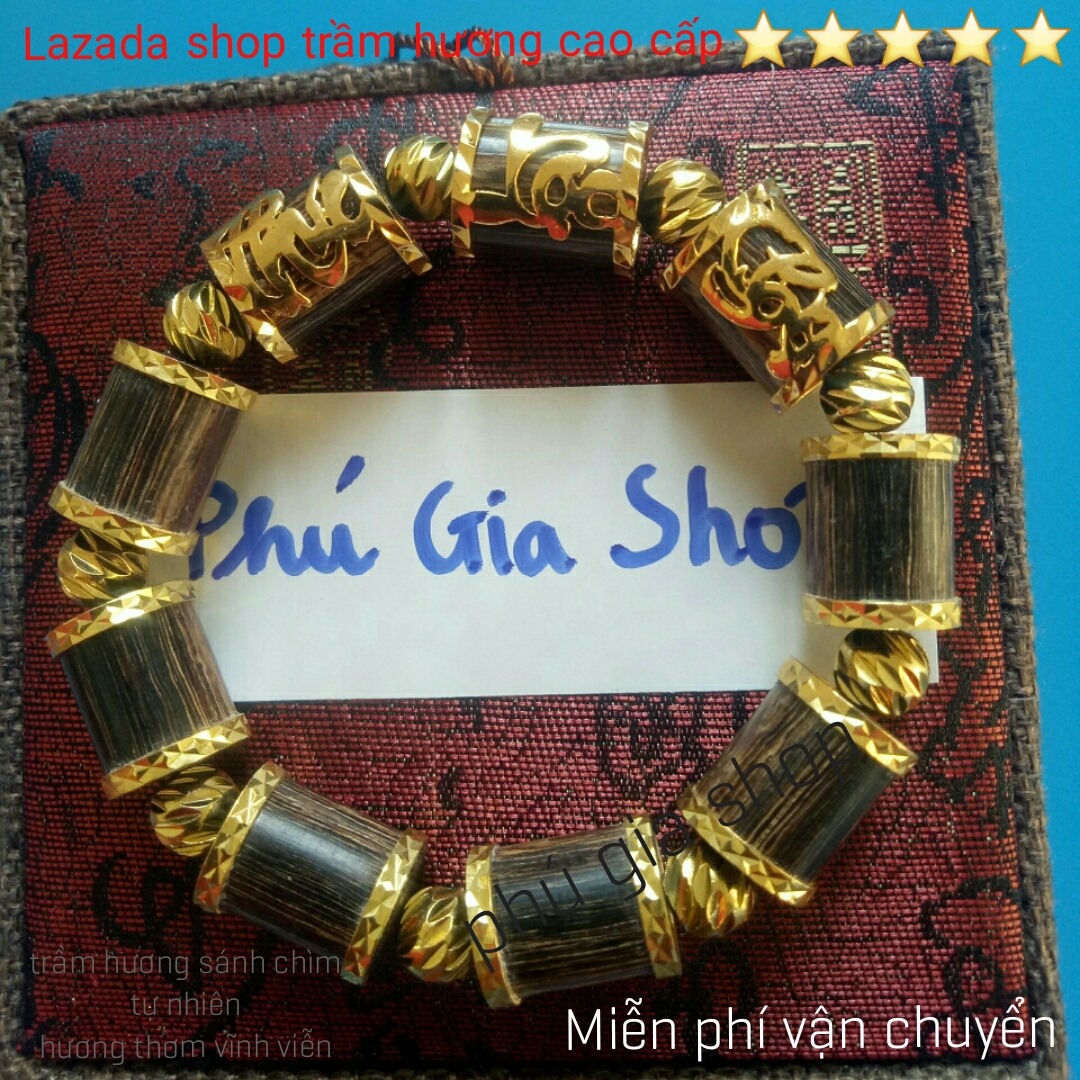(Salex) wooden bracelets agarwood matched sink natural mix gold (size 45 kg - 85 kg )+ carrying case high-end