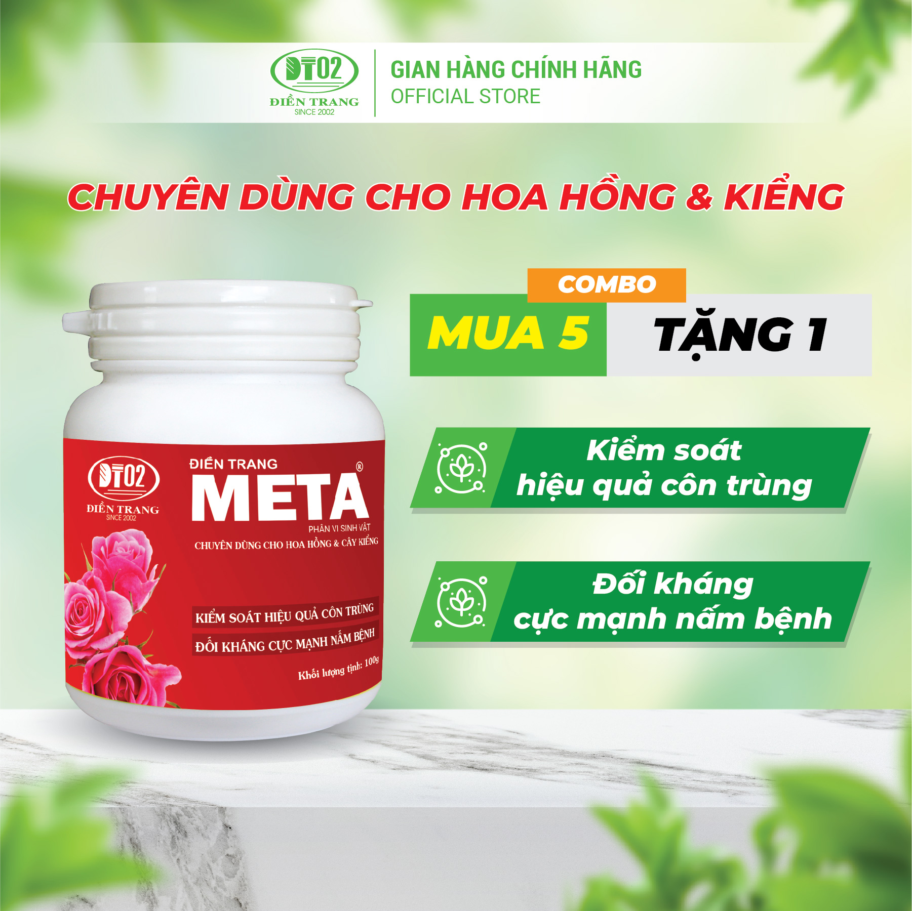 MUA 5  TẶNG 1 - PHÂN VI SINH ĐIỀN TRANG TRICHO META ROSE 100G