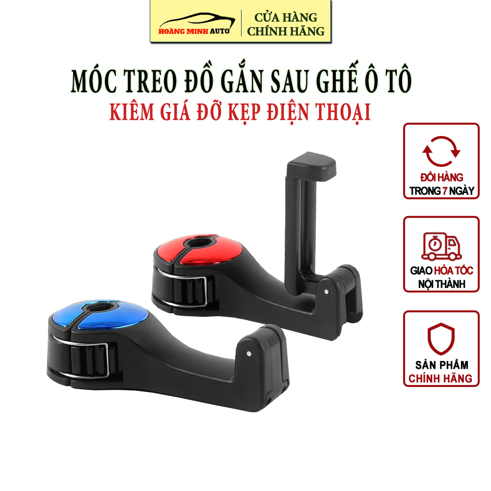 Móc Treo Đồ Gắn Sau Ghế Kiêm Kẹp Điện Thoại Cho Xe Ô Tô