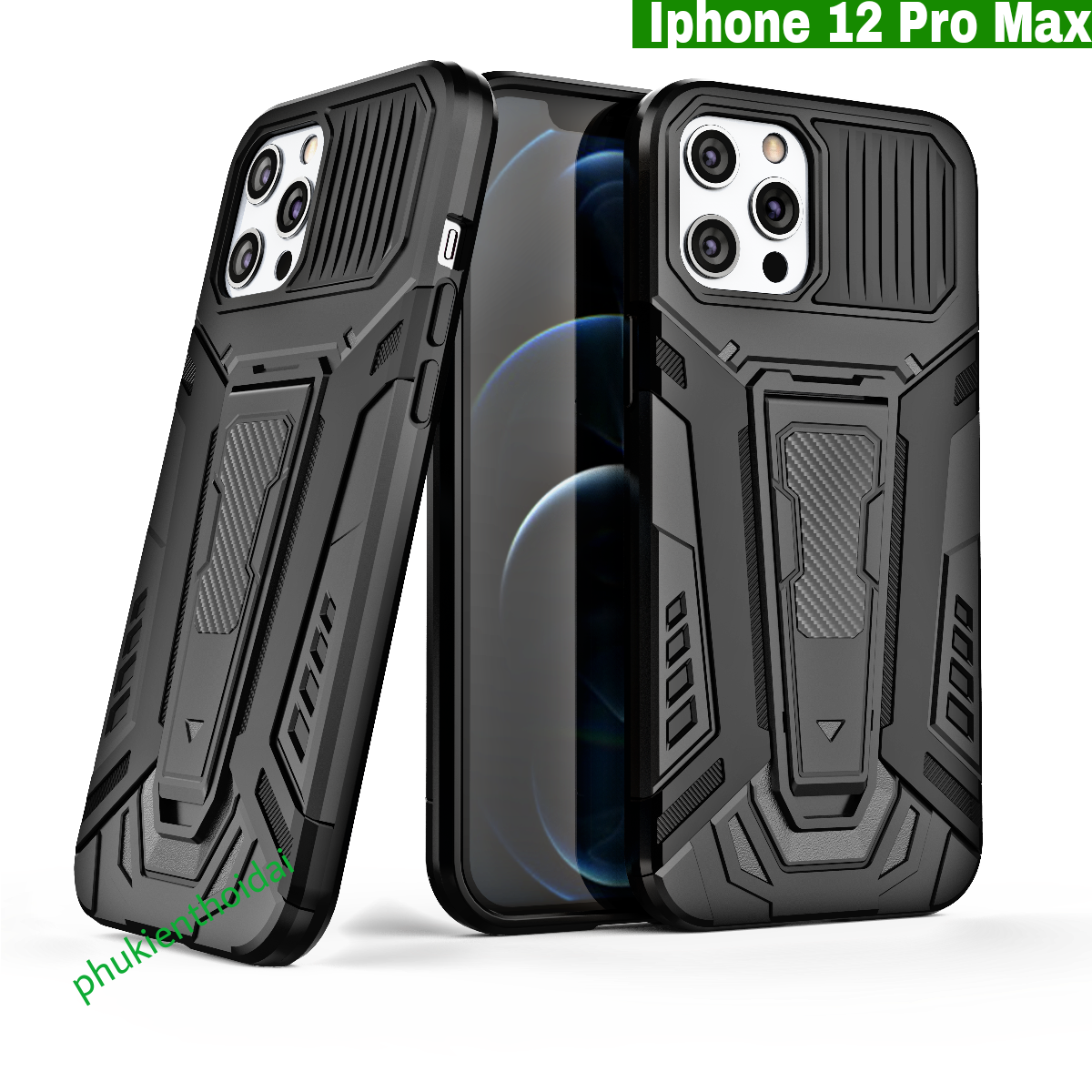 Ốp lưng Iphone 12 Pro Max Iron Man Pro chống sốc giá đỡ xem phim cao cấp