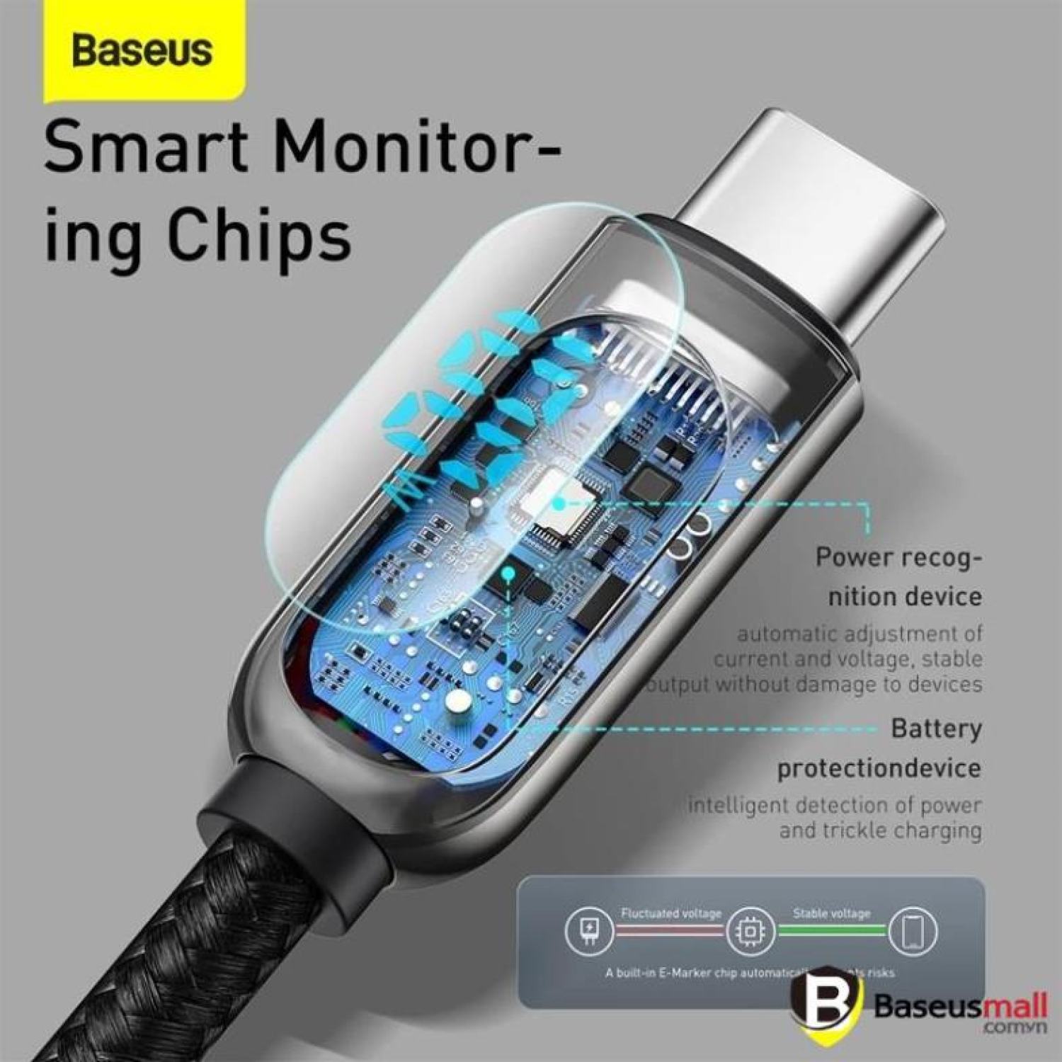 Cáp sạc nhanh C to C 100W Baseus Display Fast Charging Data Cable