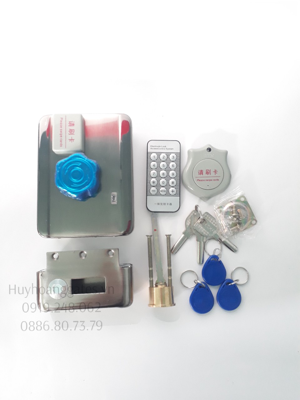 Khóa điện rfid thẻ từ - dùng nguồn 12v và dùng pin