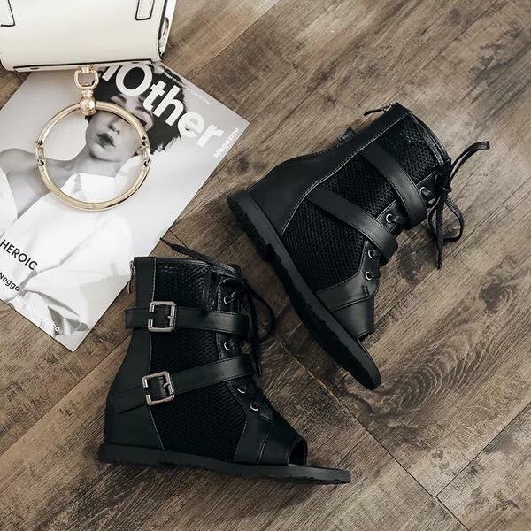 Giày boots hở mũi 2 khóa siêu chất và siêu đẹp