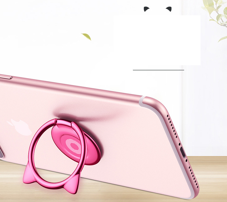 Giá đỡ hít điện thoại iring cao cấp Cute Cat Ear Ring