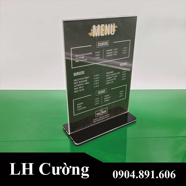 Combo 5 menu mica A4, bảng mica để bàn.