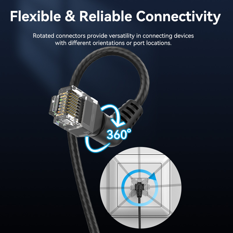 Vention cat6A xoay đôi khuỷu tay cáp Ethernet Cáp mạng 10Gbps UTP RJ 45 nối cáp đấu nối Ethernet tương thích dây nối cho modem cáp bộ định tuyến máy tính LAN Cáp máy tính