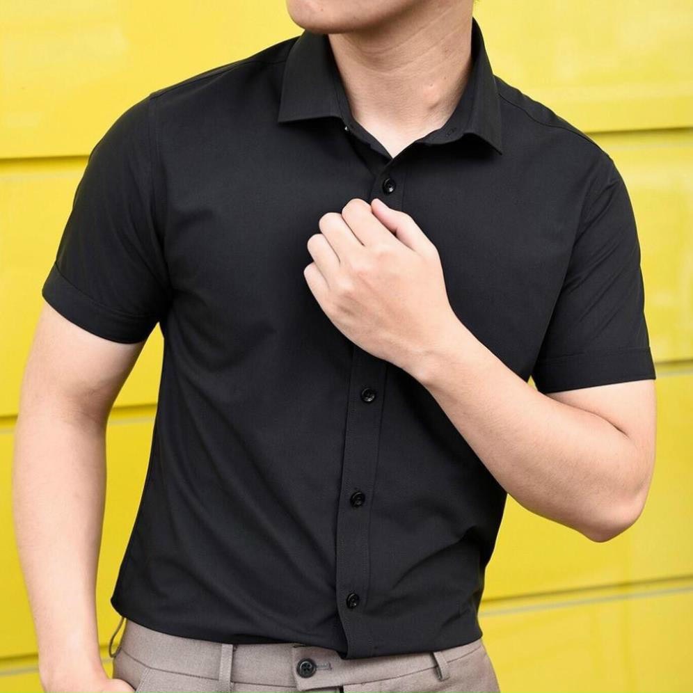 ÁO SƠ MI NAM NGẮN TAY CHẤT VẢI LỤA TRƠN THOÁNG MÁT