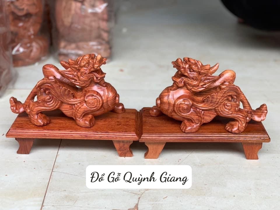 Cặp tỳ hưu hút tài lộc gỗ hương ngang 20 cực đẹp