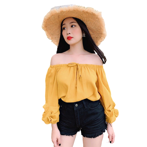 [HCM]Áo kiểu nữ  rút dây ngực tay dài phông thời trang xuân hè phù hợp đi chơi đi làm Av59