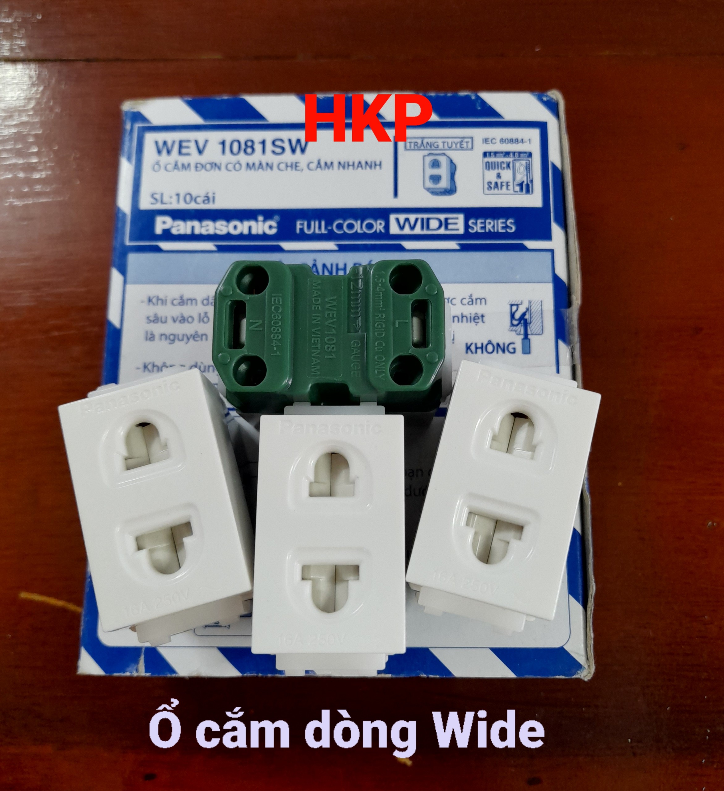 Ổ cắm đơn có màn che Panasonic, Ổ cắm đơn dòng Wide Có Màn Che, hạt ổ cắm Panasonic chính hãng