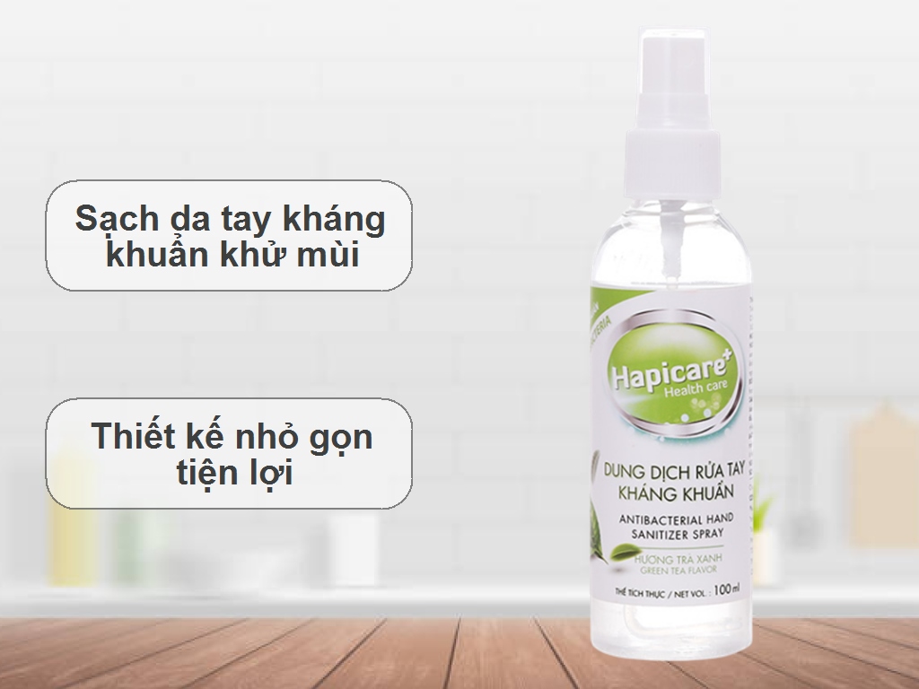 Dung Dịch Rửa Tay Kháng Khuẩn HAPICARE (Chai 100ml dạng xịt)