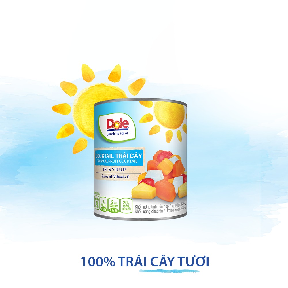 [MUA 2 GIẢM 9%][VOUCHER 50K ĐƠN 209K]Cocktail Trái Cây Dole (836g)