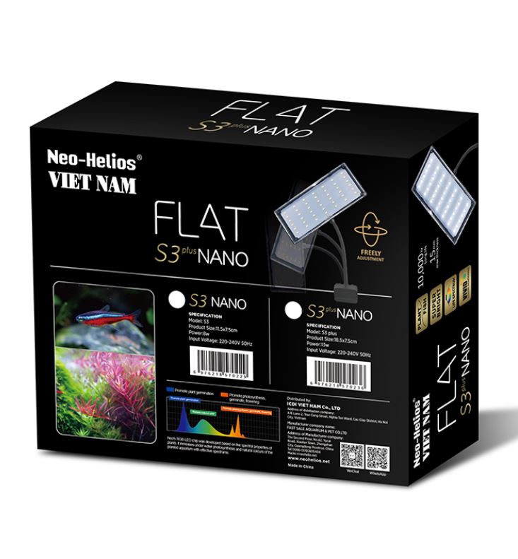 Đèn Flat S3 Plus Nano RGB đỏ cá không đỏ nước