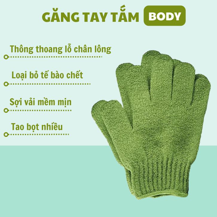 Găng tay tắm tẩy da chết - Găng tay tẩy tế bào chết cho cơ thể bằng vải nylon