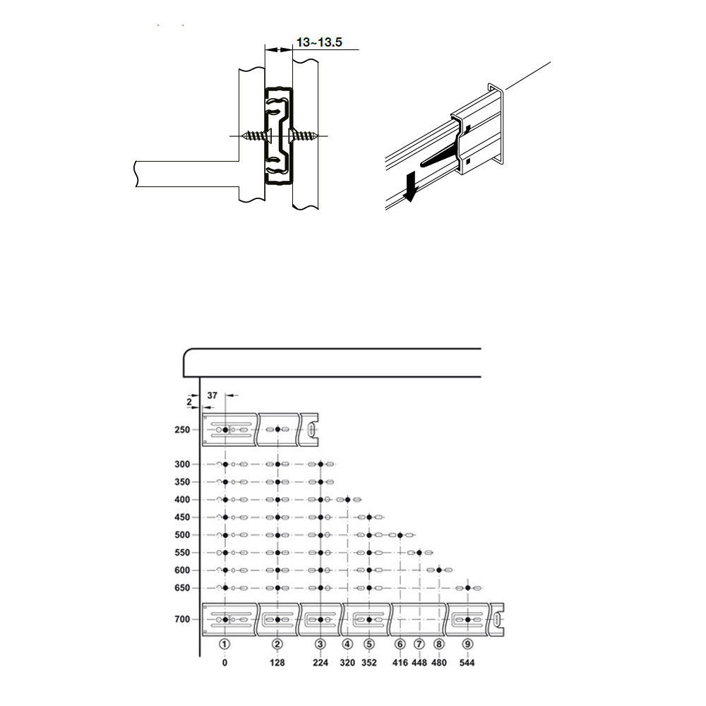 [HCM]Ray bi 3 giảm chấn Hafele 300mm 494.02.061