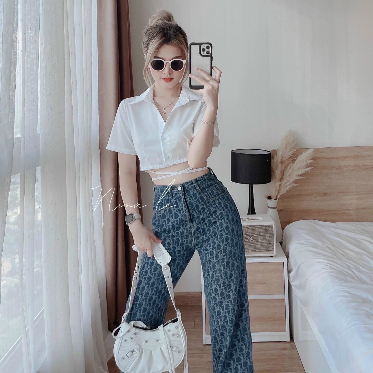 Áo kiểu cổ sơ mi roptop cực xinh