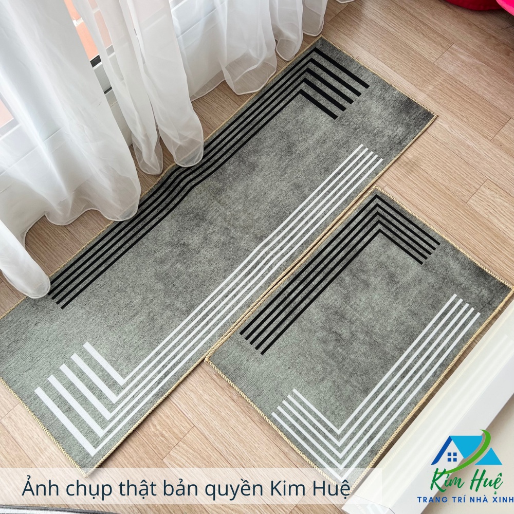 Thảm bếp bộ 2 tấm thảm lau chùi chân bali nỉ lì thấm hút nước giá rẻ có đế chống trơn trượt Kim Huệ