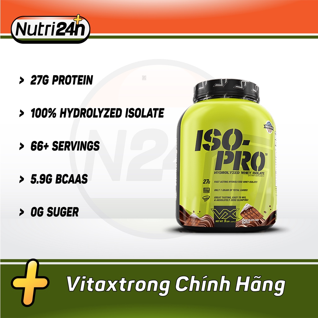 Vitaxtrong Iso Pro 5lbs 2.3kg Sữa Tăng C ơ 100% Whey Isolate Hydrolyzed - Chính Hãng