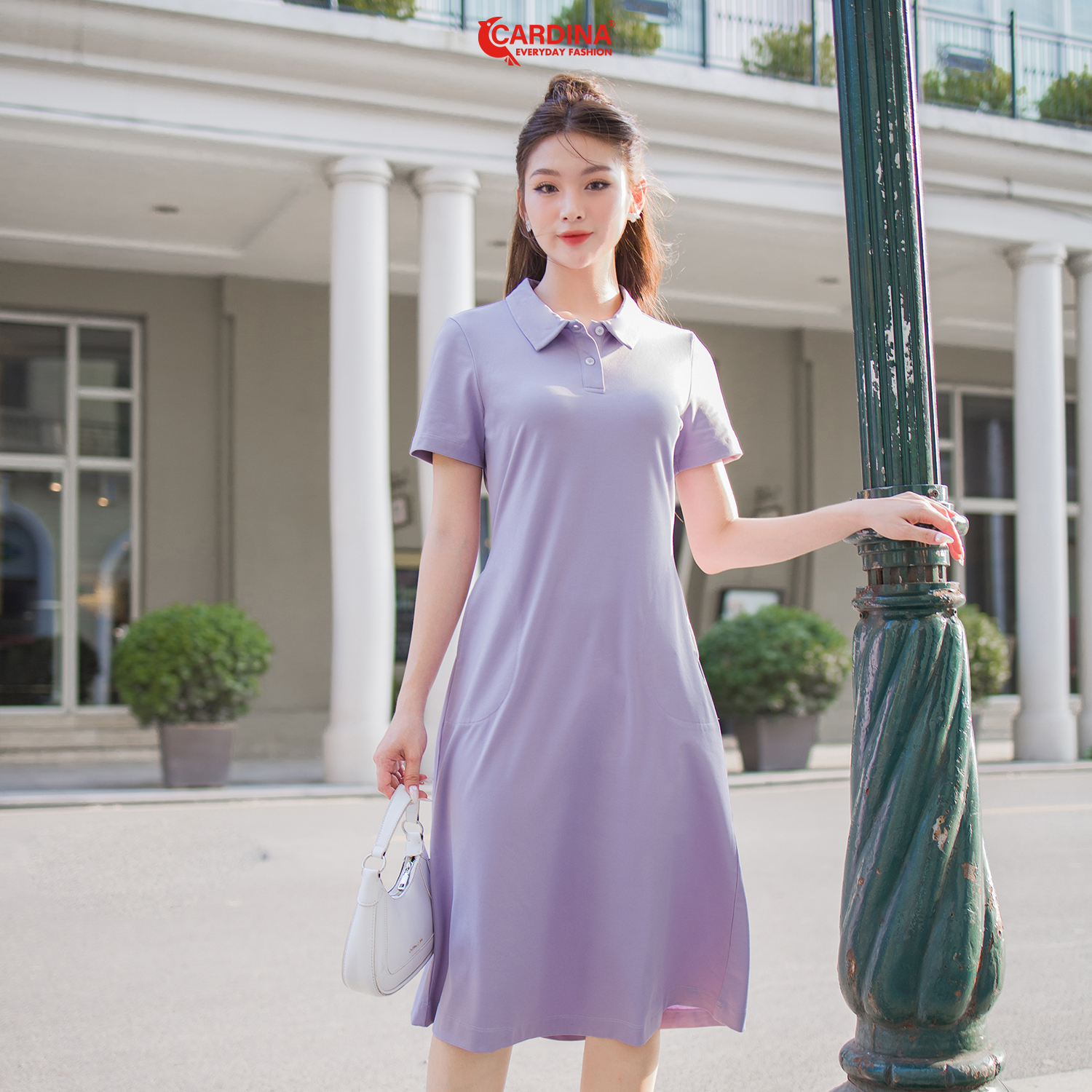 Đầm polo nữ cardina dáng dài chữ a cổ đức năng động trẻ trung 3vp02