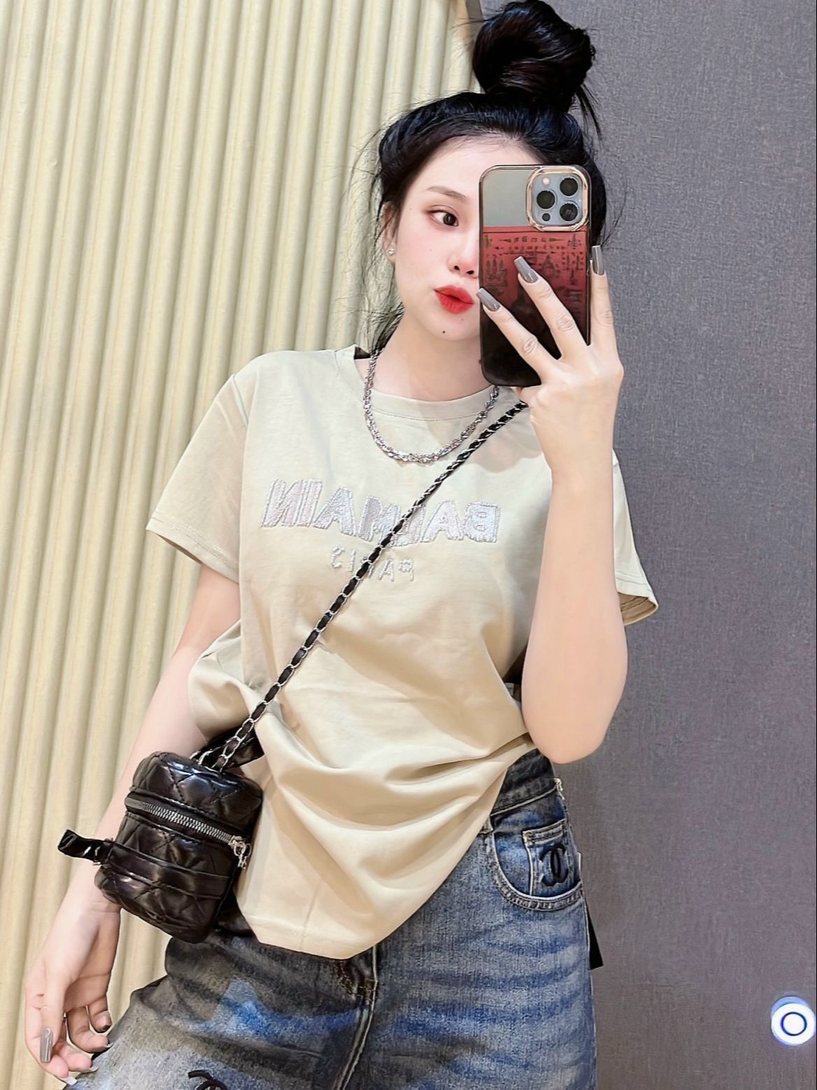 Áo thun cotton Thái nữ dáng vừa phối CHỮ ( Mã THÁI BALMAI )