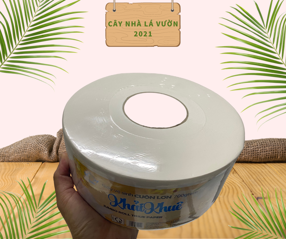 Giấy Vệ Sinh Công Nghiệp Khải Khuê ( 2 lớp/cuộn lớn ) ( 700gram/cuộn )