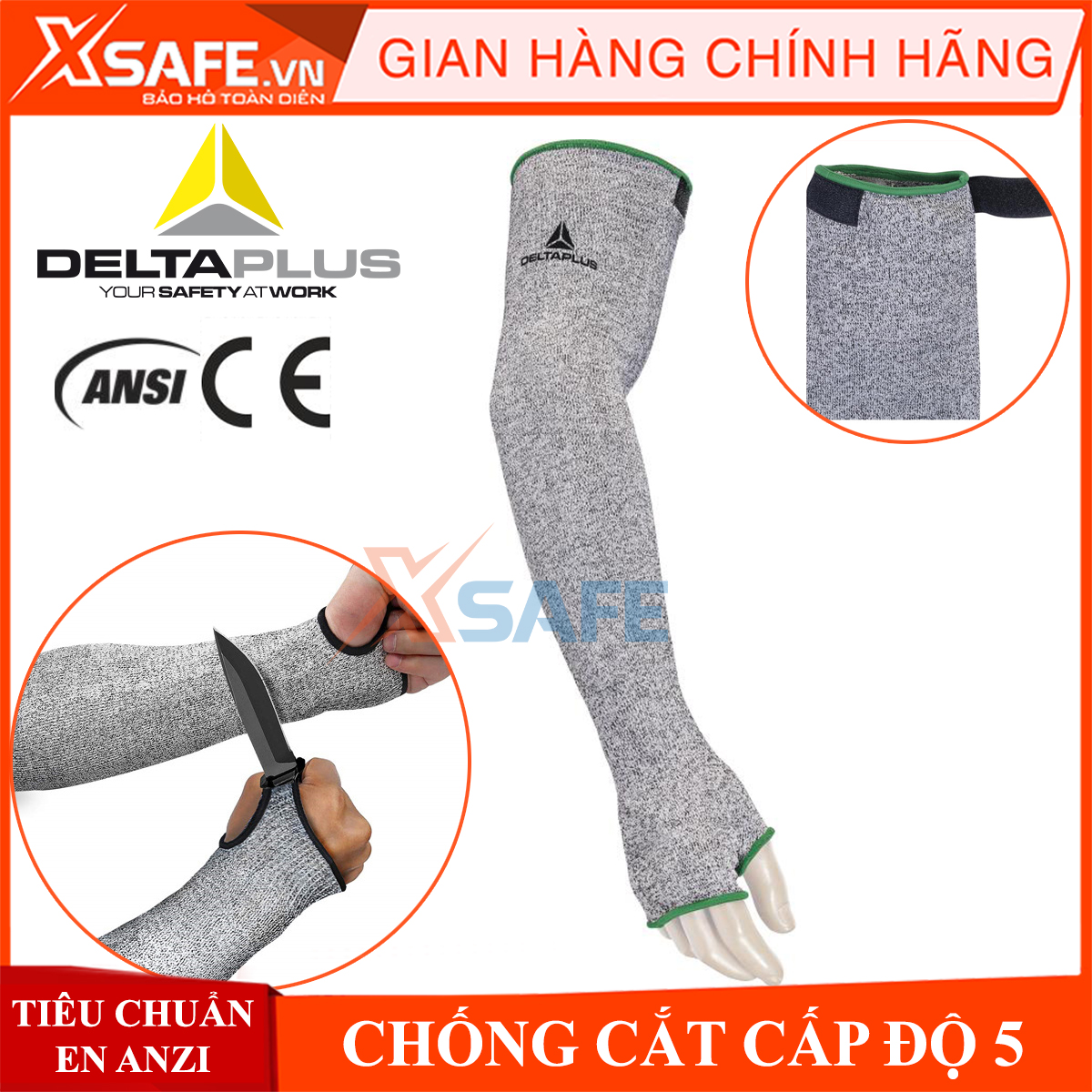 [HỎA TỐC] Găng tay chống cắt Deltaplus Econocut 5M cấp độ 5, ống tay bảo hộ lao động chuyên dụng cho cơ khí kỹ thuật, làm việc với tôn, kính, máy móc …