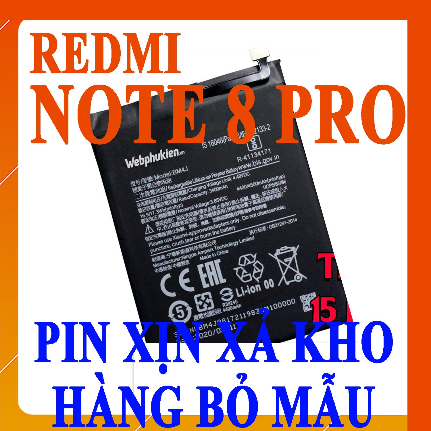 Pin Scud cho Xiaomi Redmi Note 8 Pro BM4J 4500mAh (Đen)