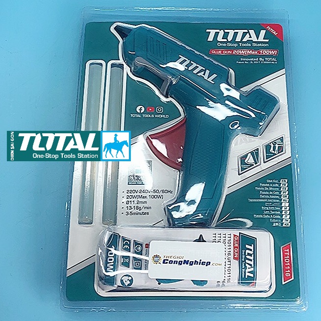 DỤNG CỤ BƠM KEO NHỰA 20W(Max 100W) Keo 11mm Làm nóng 3 minutes TOTAL TT101116 GG148 Tặng 2 keo